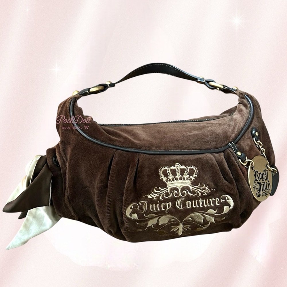 Vintage Juicy Couture Brown Velour Royal Juicy Hobo Bag ✨